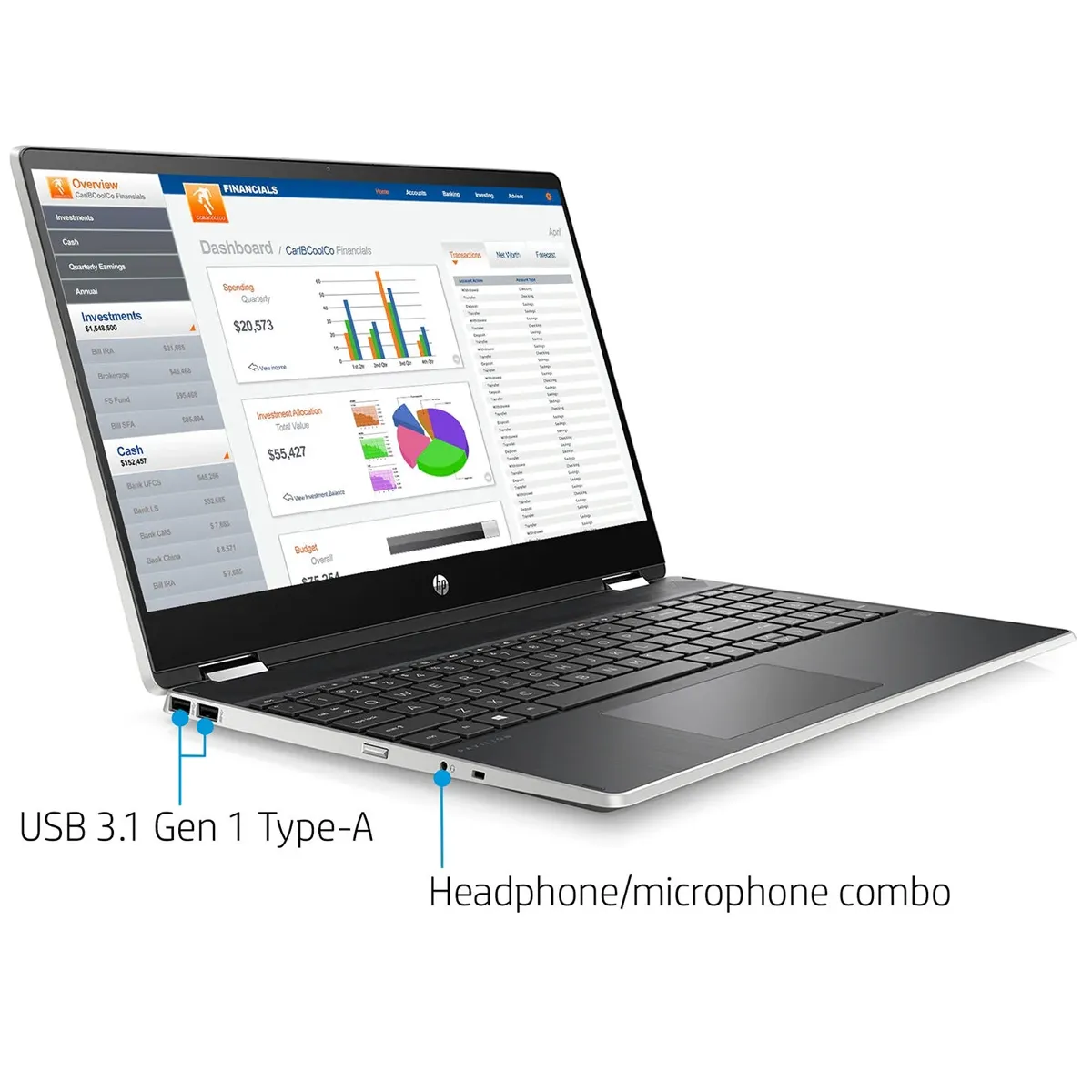 لپ تاپ استوک تبلت شو 15.6 اینچی اچ پی مدل HP Pavilion X360 15 2in1 Core i5 10210U 8GB 512SSD