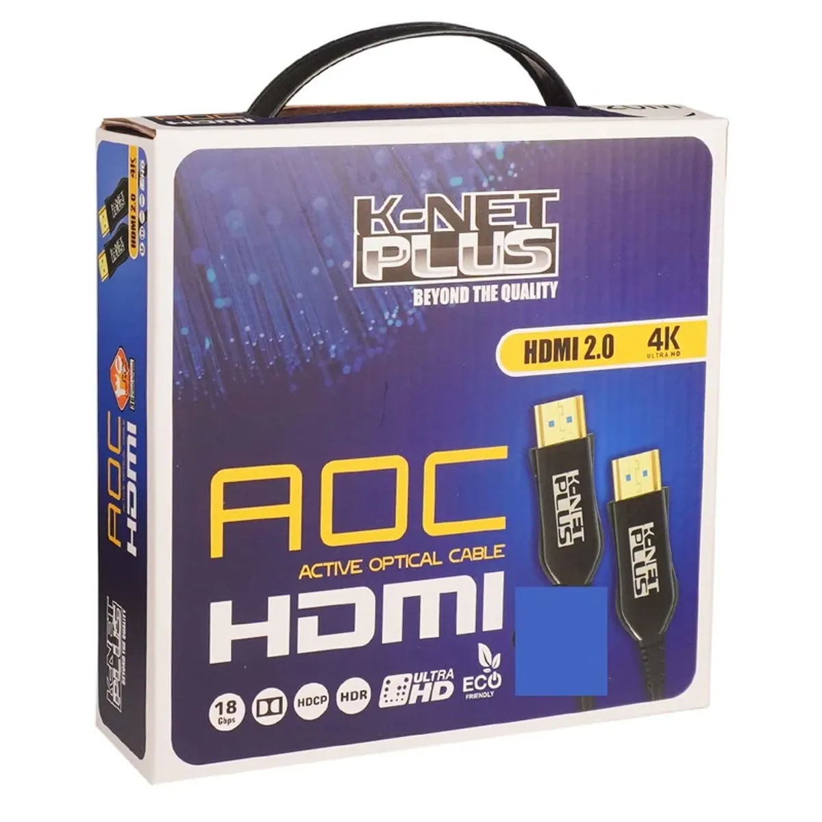 کابل HDMI 2.0 فیبر نوری برند کی نت پلاس مدل KP-CHAOC300 طول 30 متر