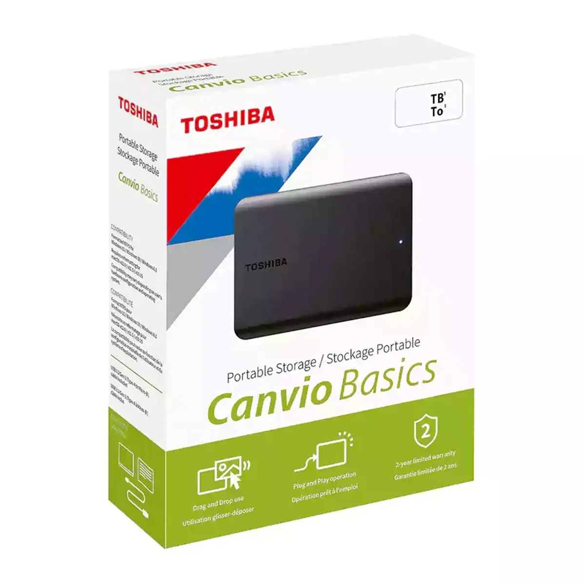 هارد اکسترنال قابل حمل برند توشیبا مدل Canvio Basics USB 3.2 با ظرفیت 2 ترابایت
