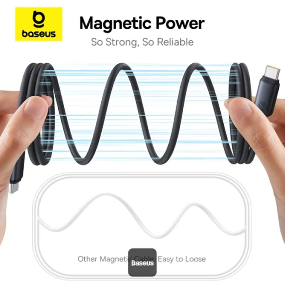 کابل USB-C بیسوس مدل PicoGo Magnetic 240W طول 1 متر