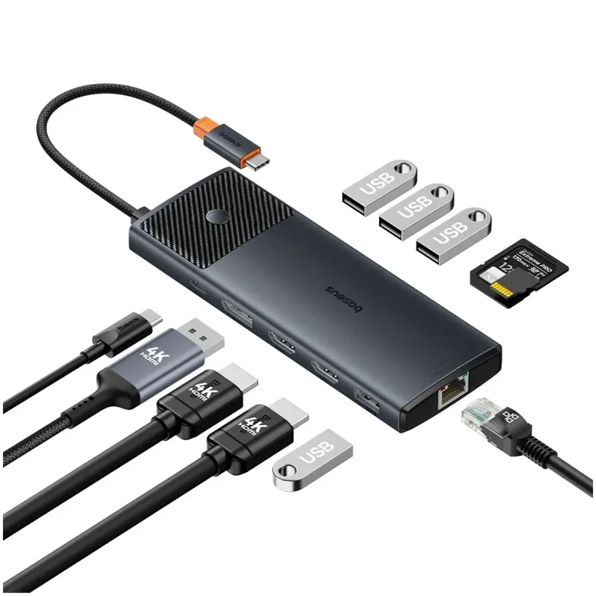 هاب USB-C تعداد 11 پورت برند بیسوس مدل BS-OH098