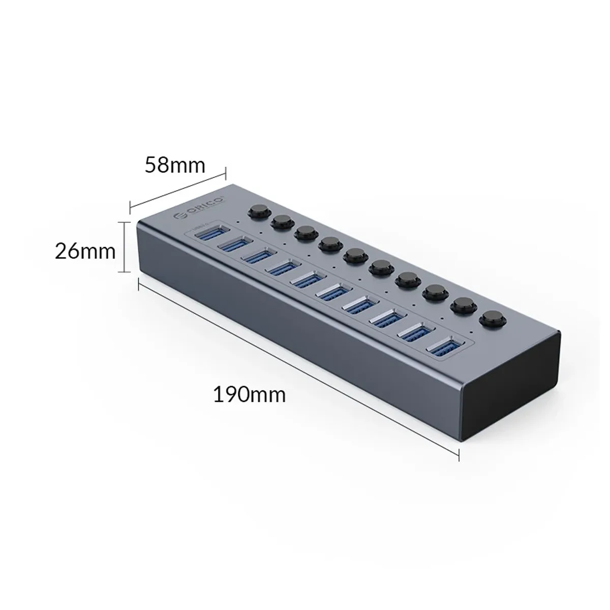 هاب USB تعداد 10 پورت برند اوریکو مدل BT2U3-10AB