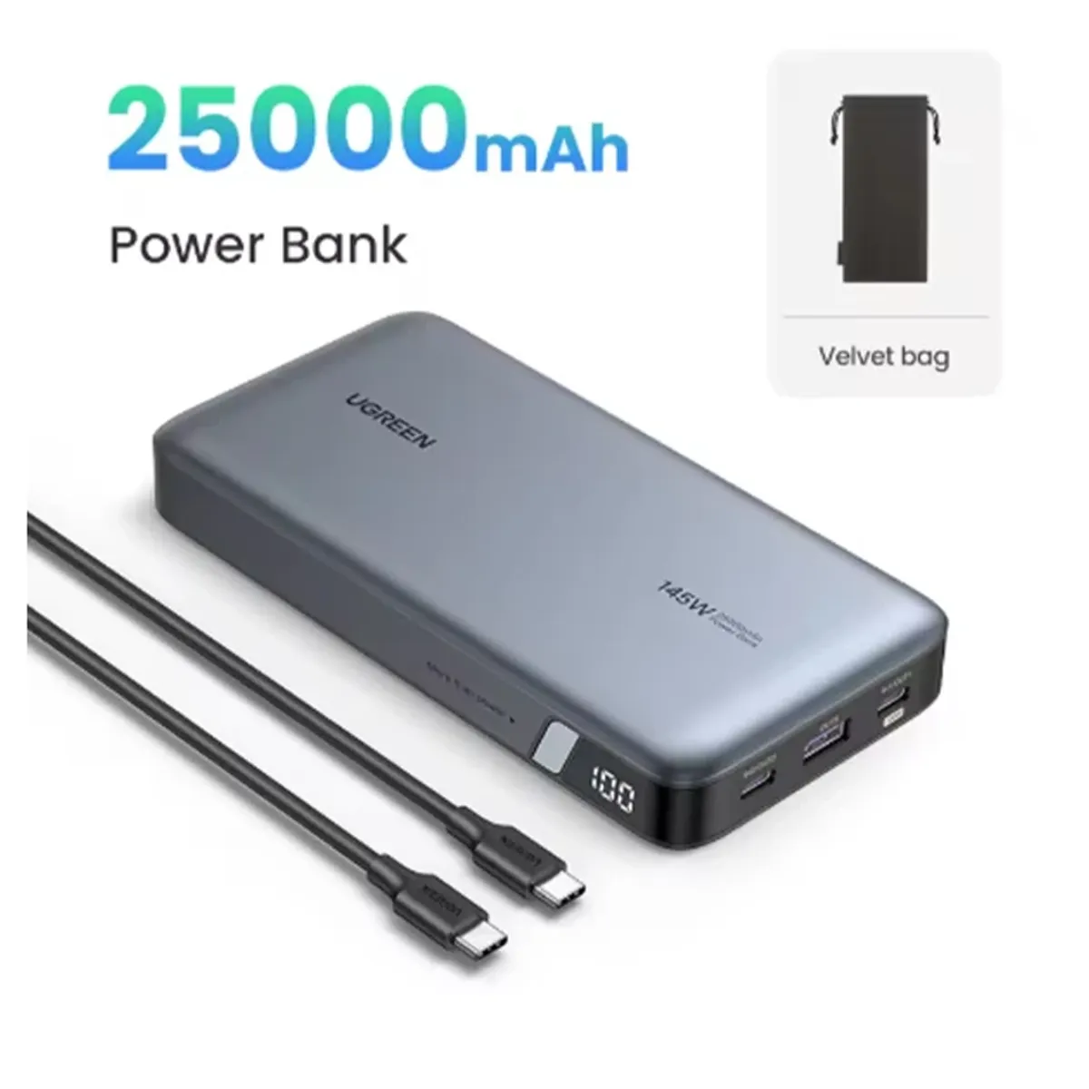 پاوربانک برند یوگرین مدل PB205-90597 ظرفیت 25000 میلی آمپر ساعت