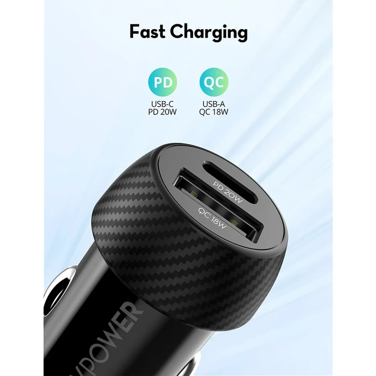 شارژر فندکی راوپاور 20 واتی دو پورت مدل RAVPOWER VC1016