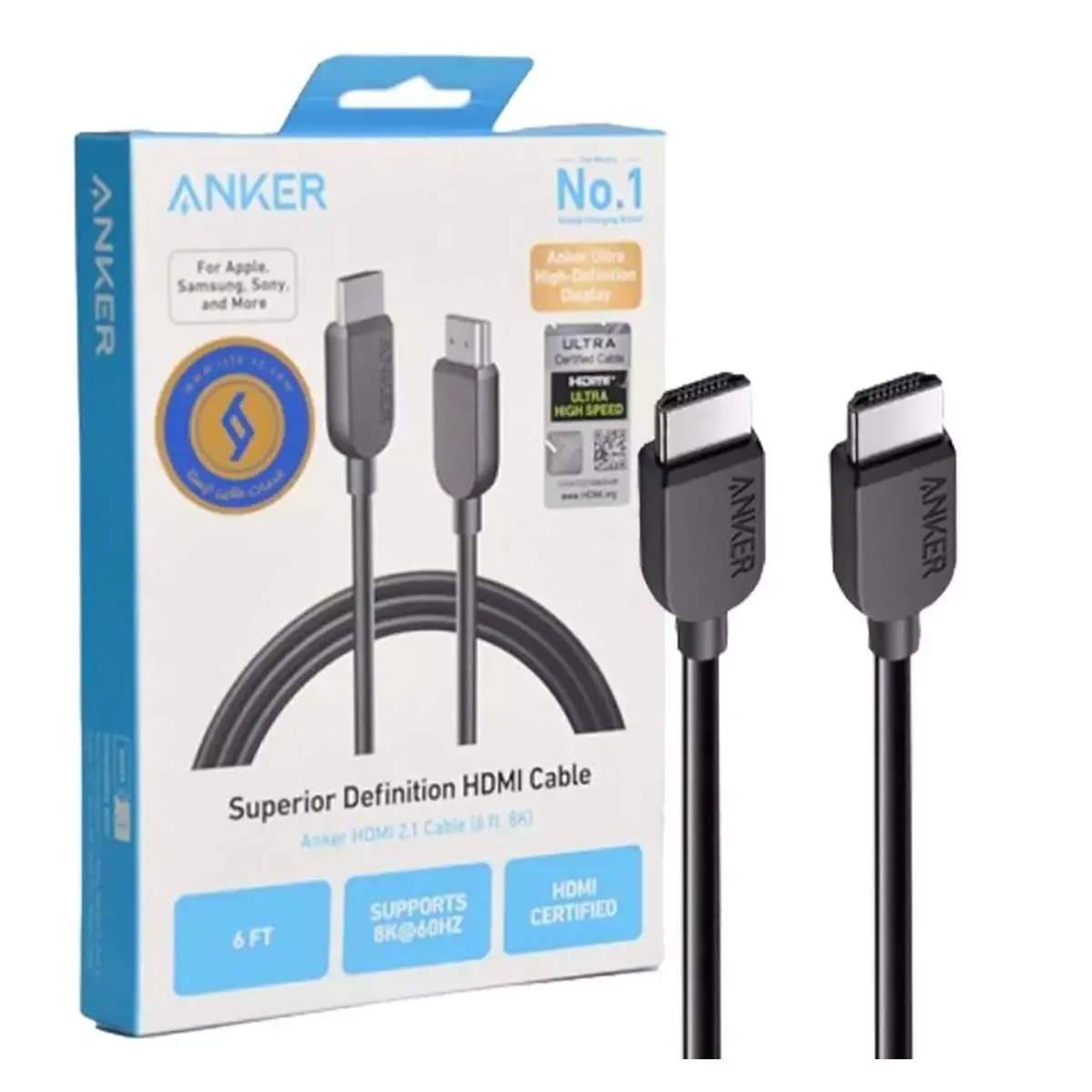 کابل اچ دی‌ آم‌ آی 2.1 دوطرفه 1.8 متری انکر A8742H11