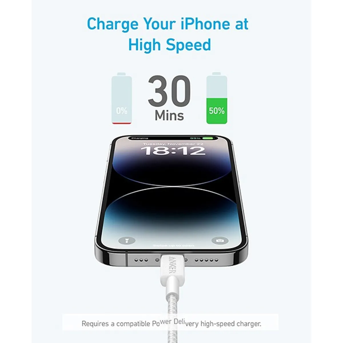 کابل نسل سوم  انکر Anker 322 USB-C to Lightning مدل A81B5