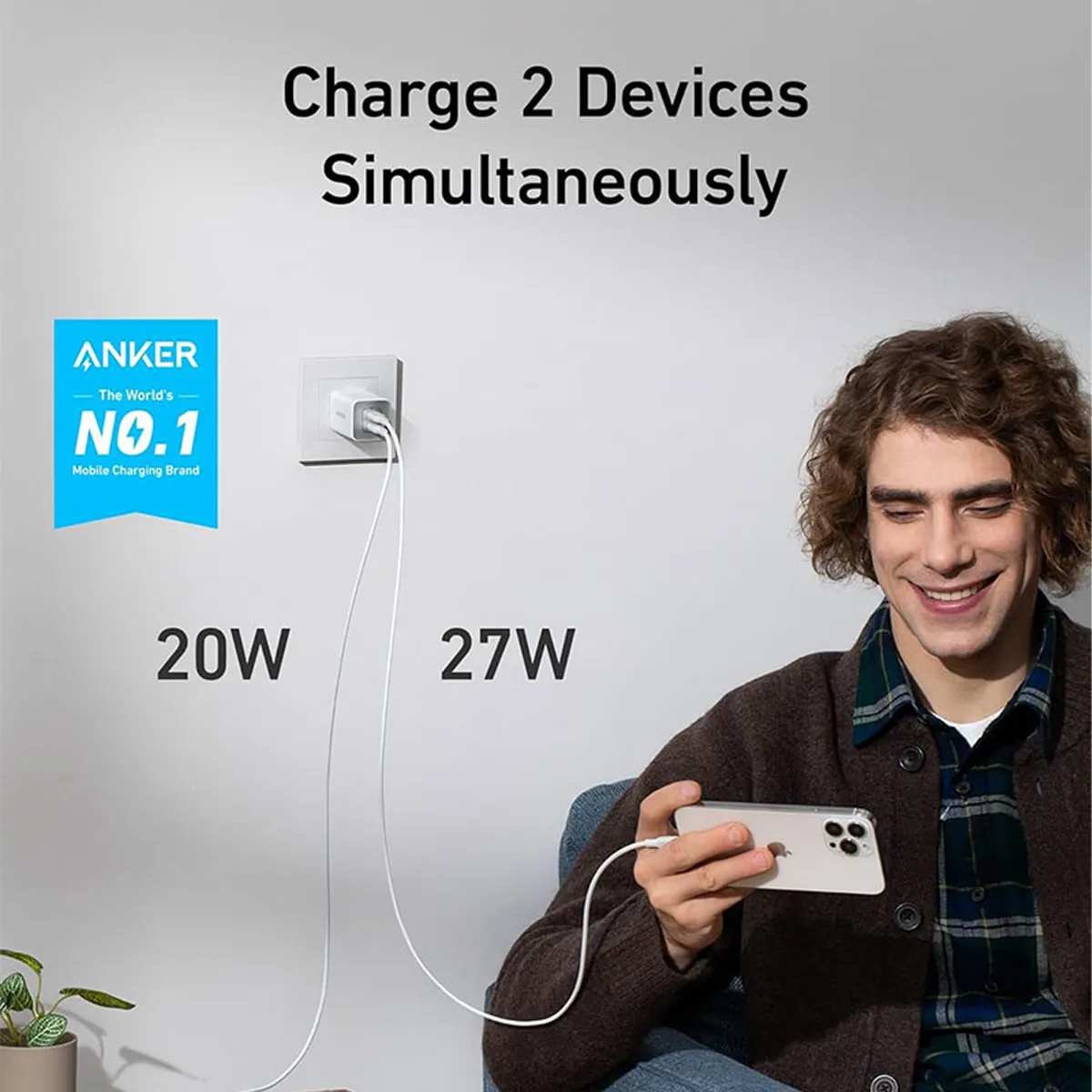 شارژر استوک ۴۷ واتی انکر Anker Nano 47W USB-C Charger 2-Port GaN Charger مدل A2039