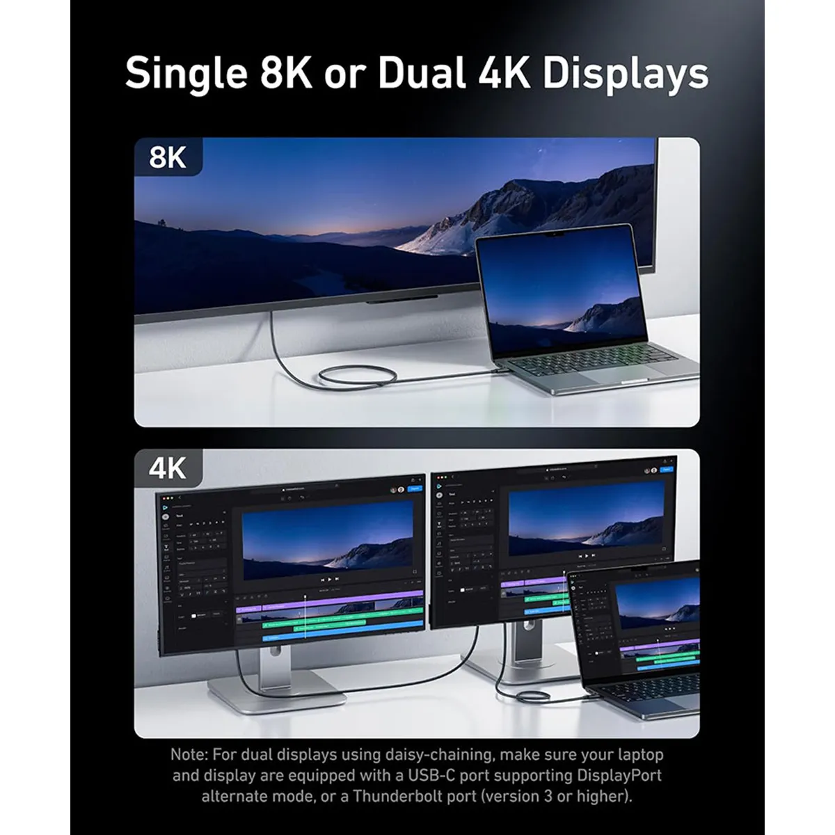 کابل شارژ و انتقال تصویر Anker Prime Thunderbolt 4 Cable USB-C to USB-C 1M 240W 40Gbps مدل A84N0