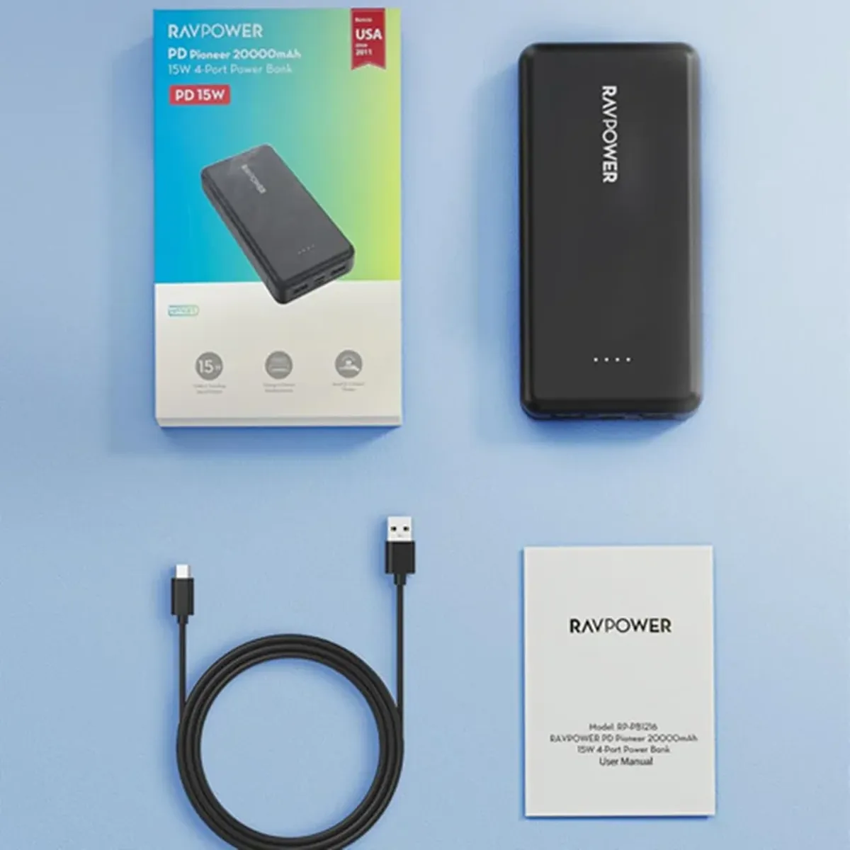پاوربانک 20 هزار میلی آمپر 15 واتی راوپاور مدل RAVPOWER PB1216