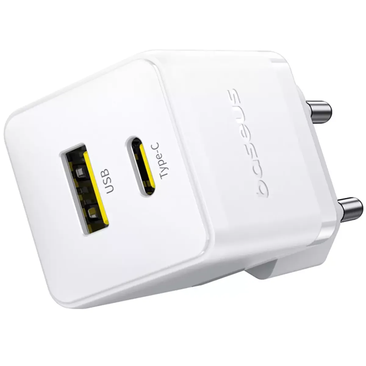 شارژر دیواری 20 وات فست شارژ Type-C و USB بیسوس با کابل دو سر تایپ سی CCZC20UE