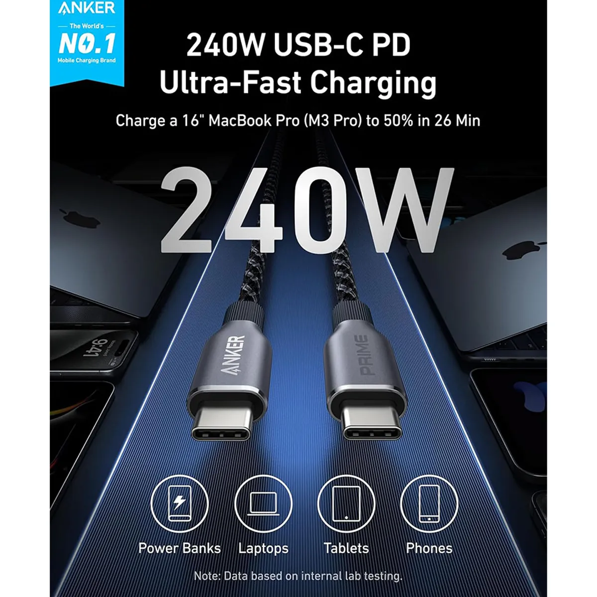 کابل انکر Anker Nano USB-C to USB-C Cable 240W مدل A88E2