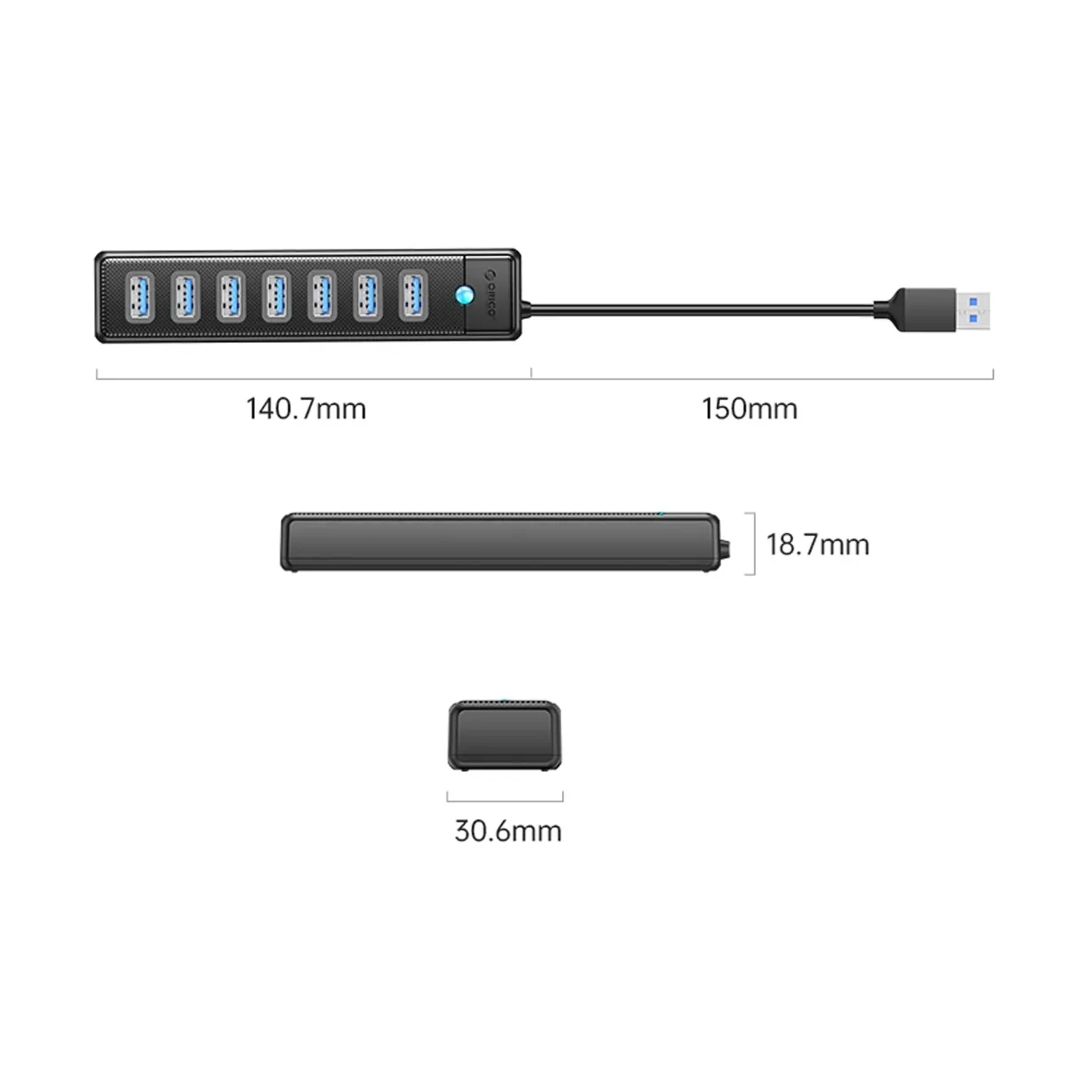هاب 7 پورت USB3.0 اوریکو مدل PW7U-U3-05
