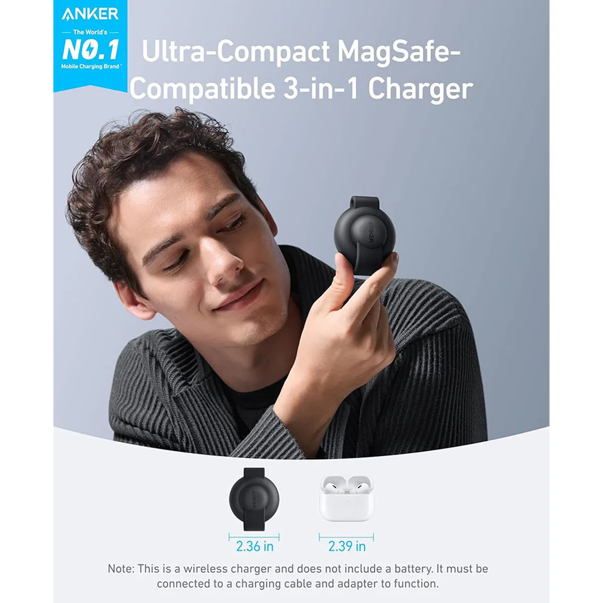 شارژر بی سیم سه در یک انکر مدل Anker B25M8 Qi2