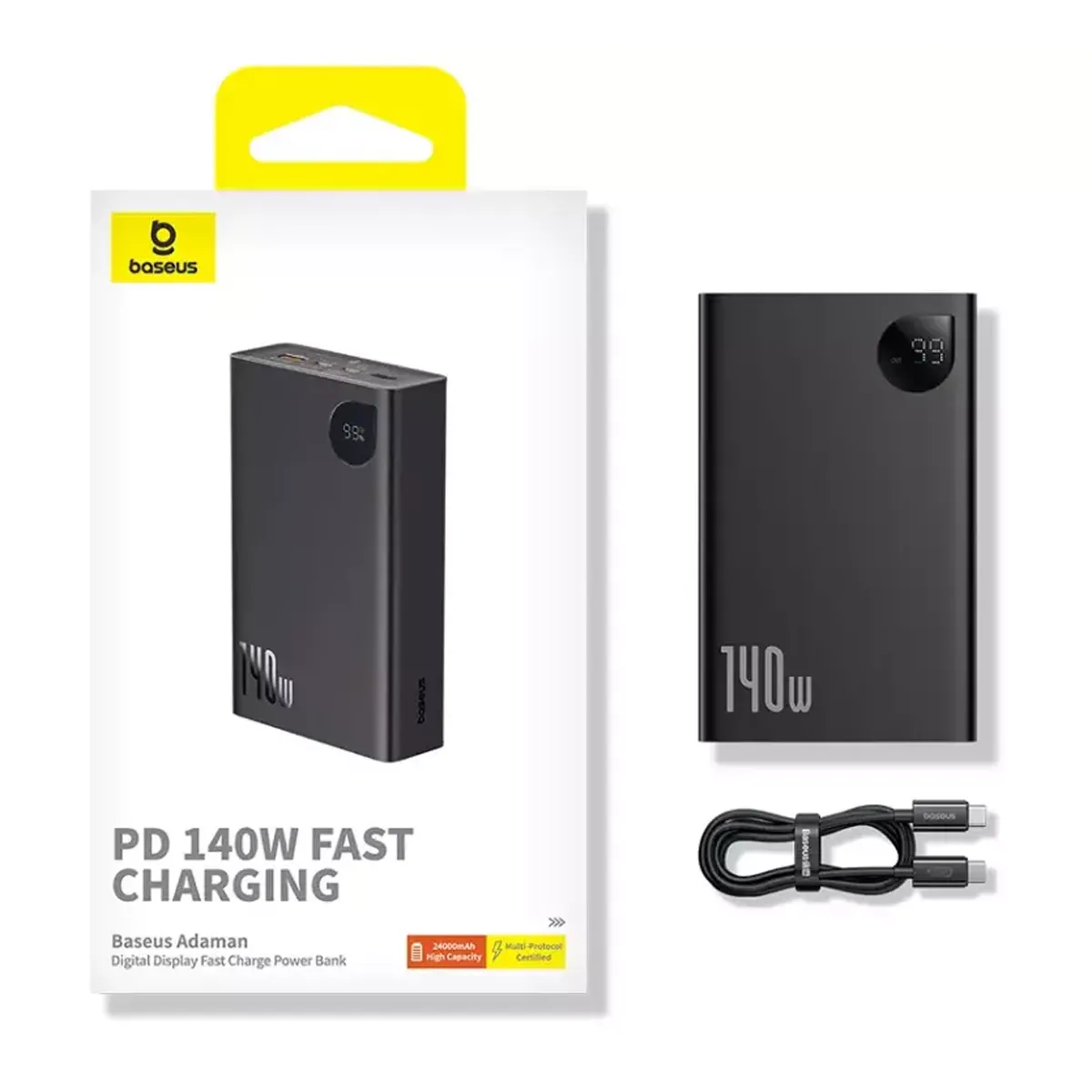 پاور بانک سوپر فست شارژ تایپ سی و یو اس بی بیسوس ppadm140