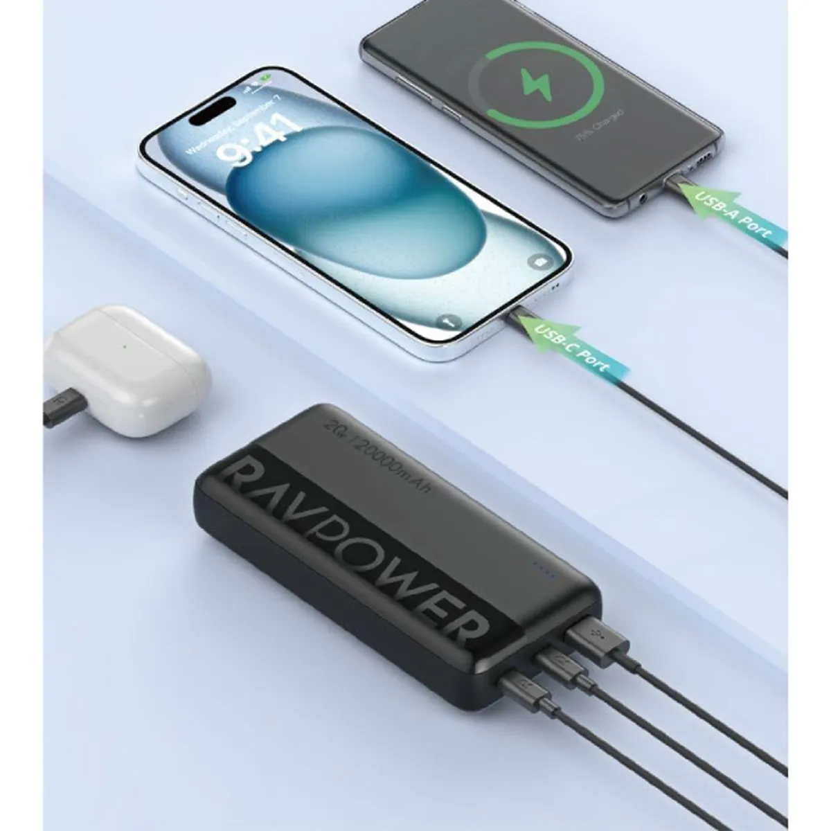 پاوربانک 20هزار میلی آمپر 20 واتی راوپاور مدل RAVPOWER PB1229