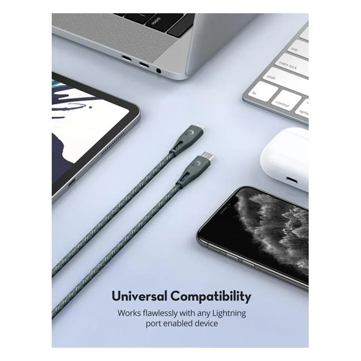 کابل تبدیل USB-C به لایتنینگ راو پاور مدل RAVPOWER CB1018 طول 2 متر