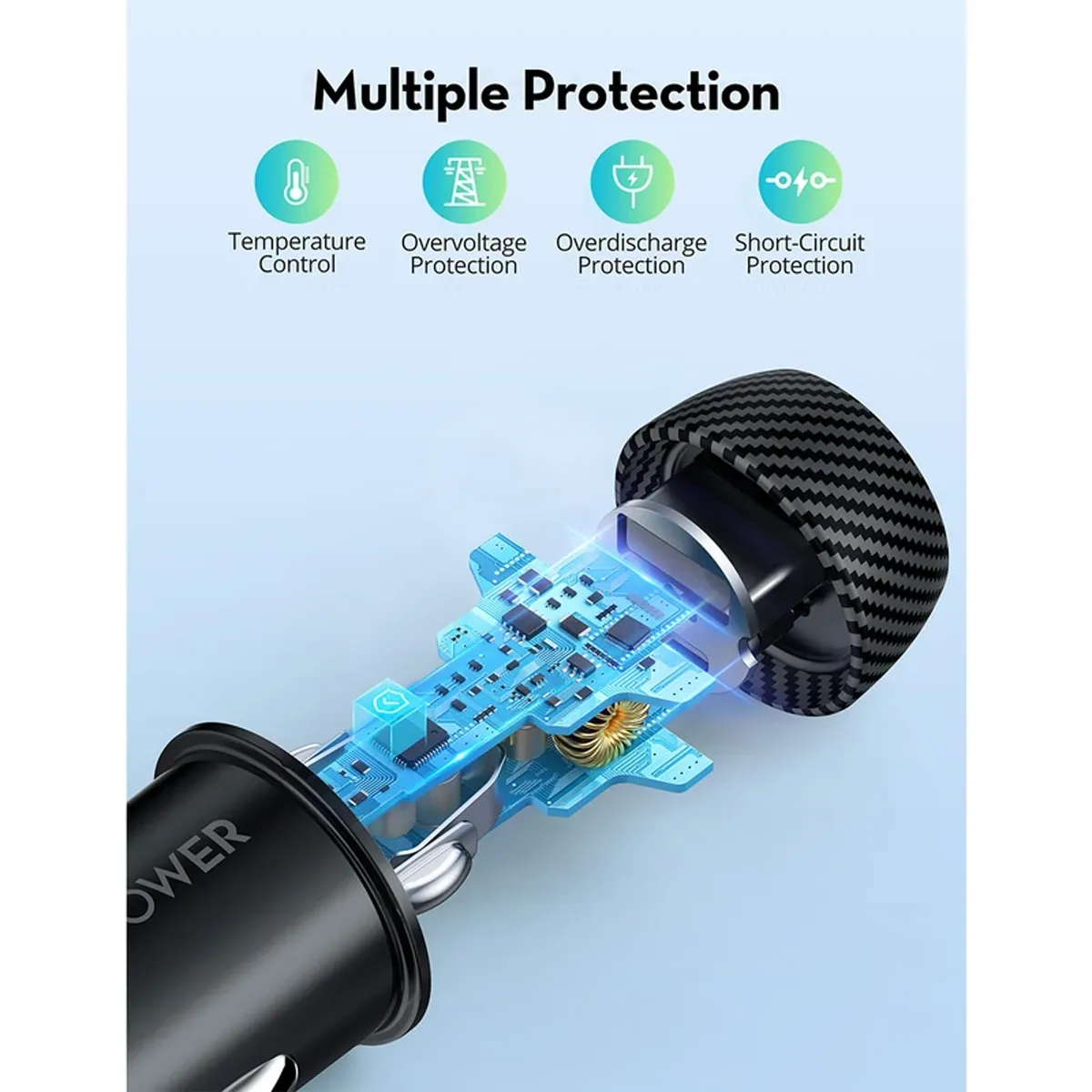 شارژر فندکی راوپاور 20 واتی دو پورت مدل RAVPOWER VC1016