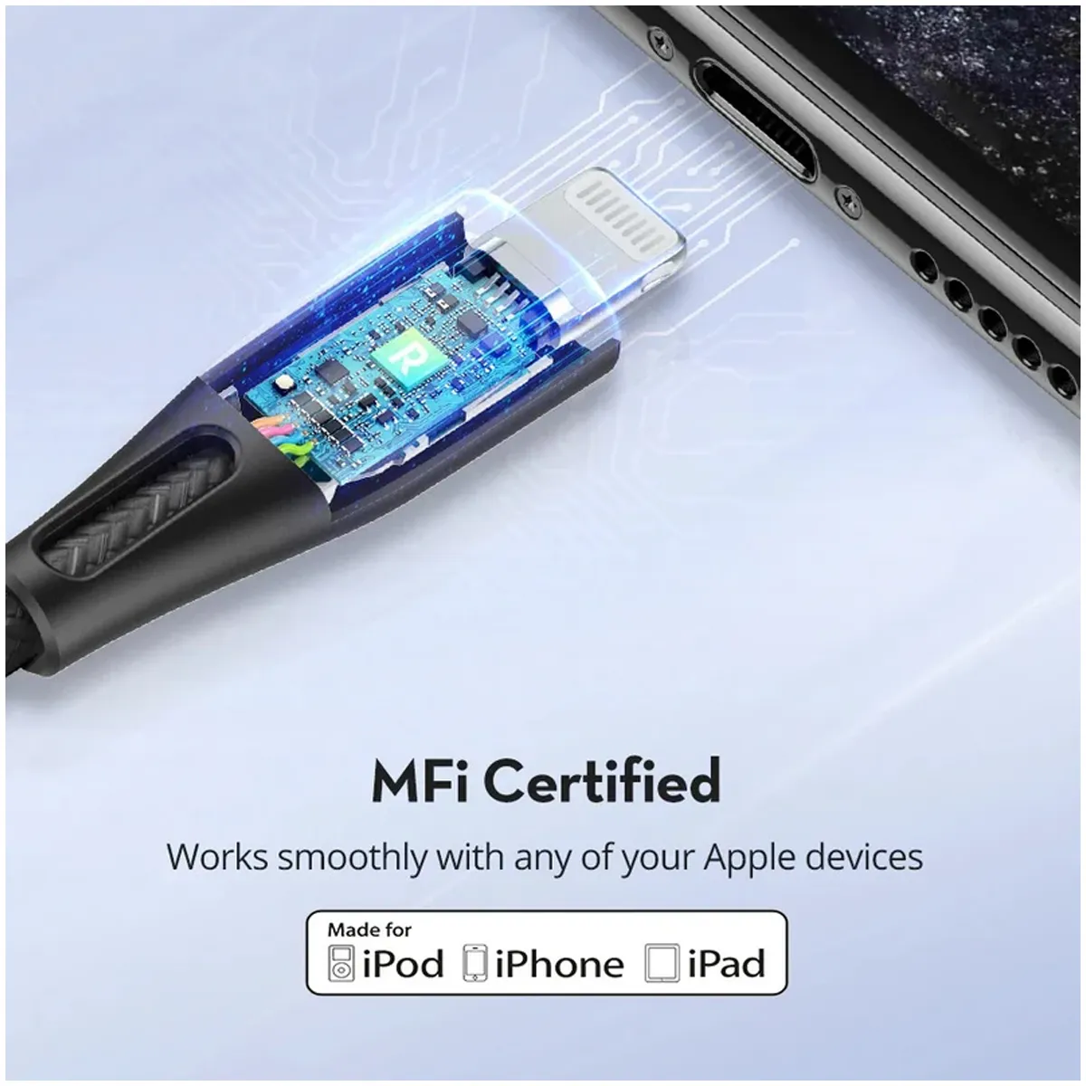کابل تبدیل USB-C به لایتنینگ راوپاور مدل RAVPOWER CB1017 طول 1.2 متر