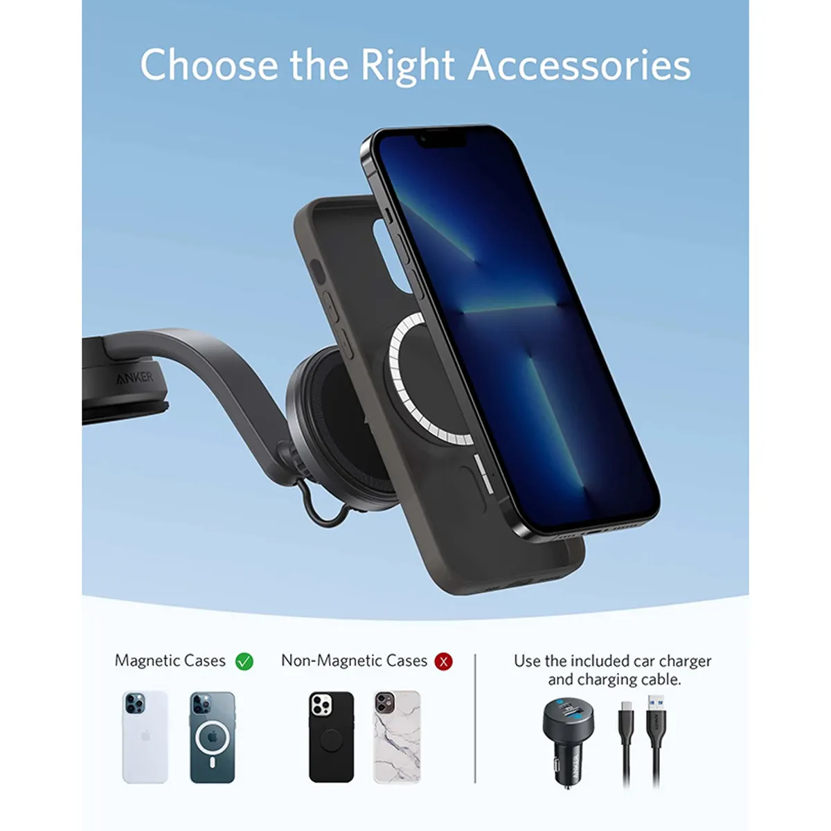 پایه نگهدارنده و شارژر بی سیم آیفون Anker 613 Magnetic Wireless Charger  مدل B2930