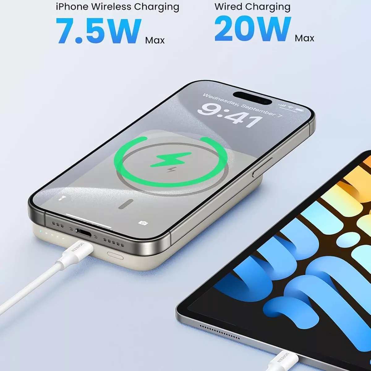 پاور بانک بی سیم مغناطیسی مینی 20 وات و 10000mAh یوگرین مدل Ugreen PB561-25208