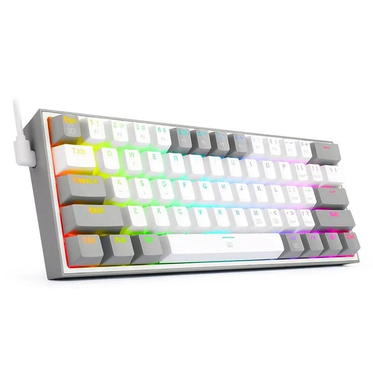 کیبورد گیمینگ ردراگون Redragon K617 FIZZ 60% Wired RGB White-Gray
