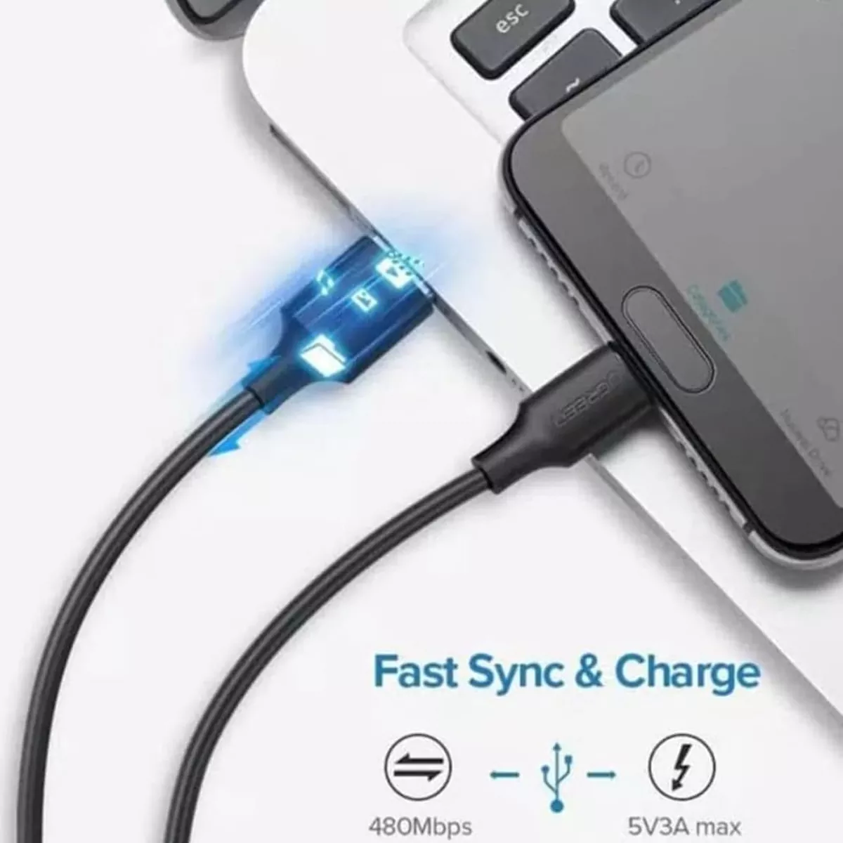 کابل شارژ و دیتا 2.4 آمپر Lightning به USB 2.0 یوگرین مدل Ugreen US155