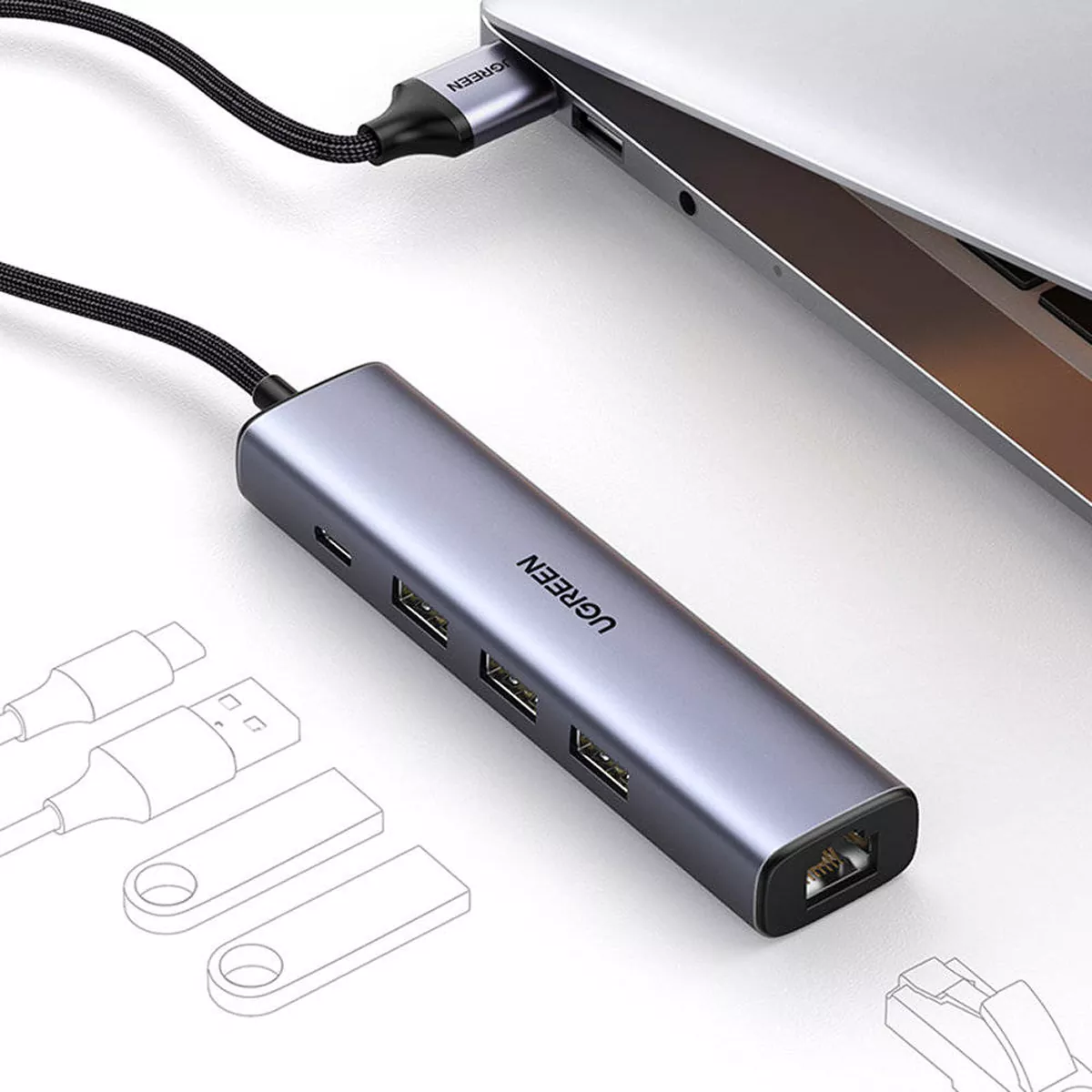 هاب 5 پورت USB 3.0 یوگرین مدل Ugreen CM475-60554