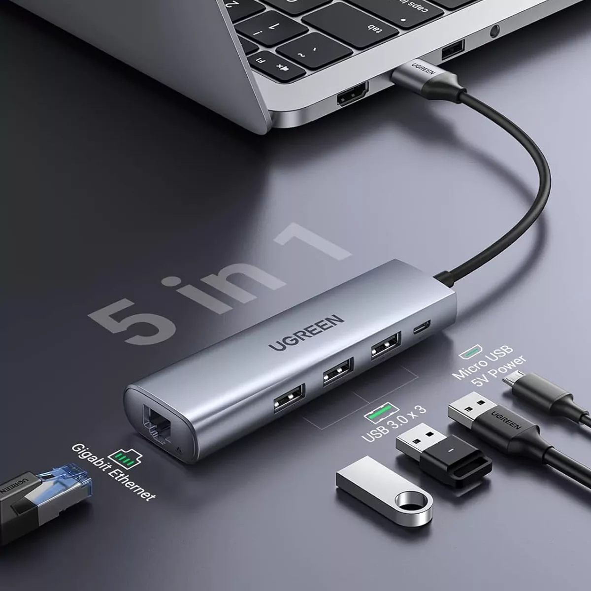 هاب 5 پورت USB 3.0 یوگرین مدل Ugreen CM266-60812