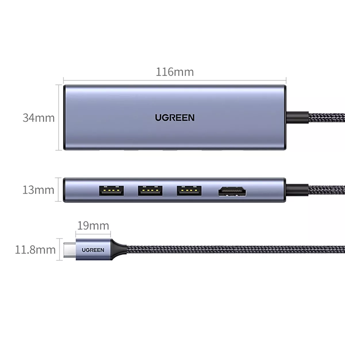 هاب 6 پورت USB-C یوگرین مدل Ugreen CM511-20956A