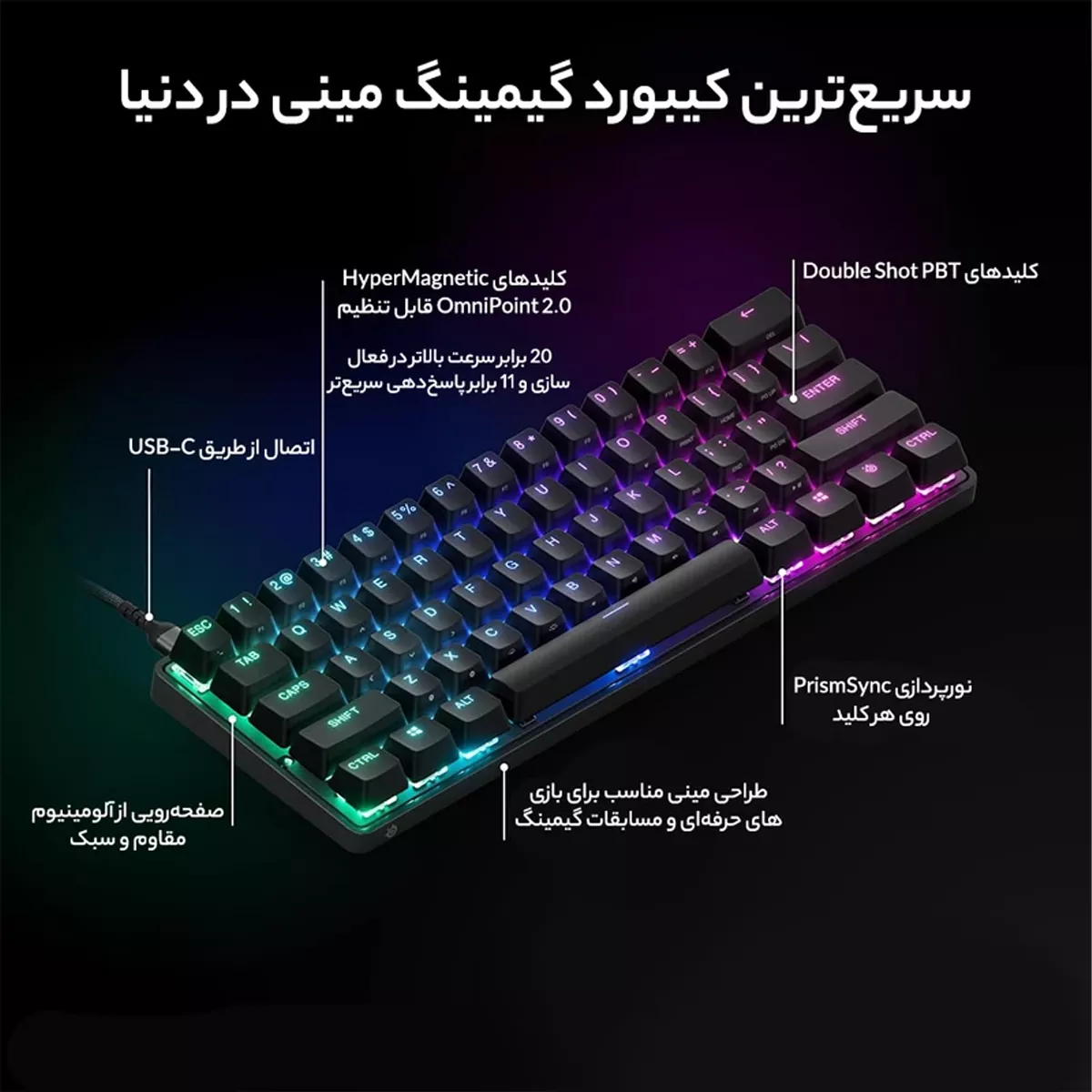 کیبورد گیمینگ استیل سریز SteelSeries APEX PRO MINI WIRELESS
