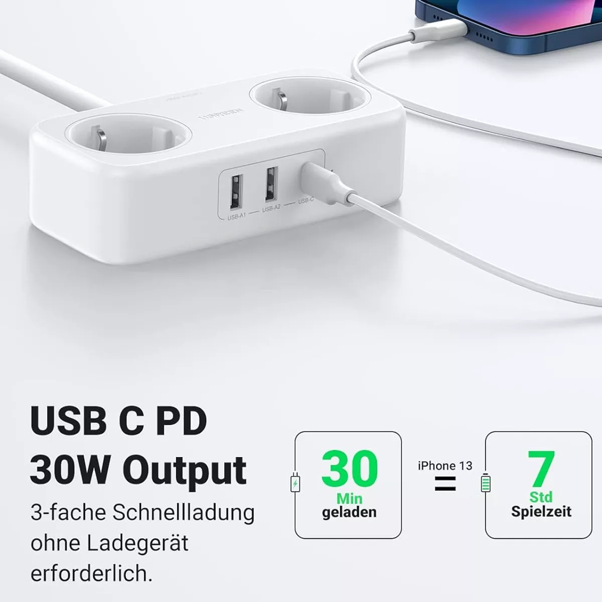 چند راهی برق 30 وات یوگرین مدل Ugreen CD280-50683