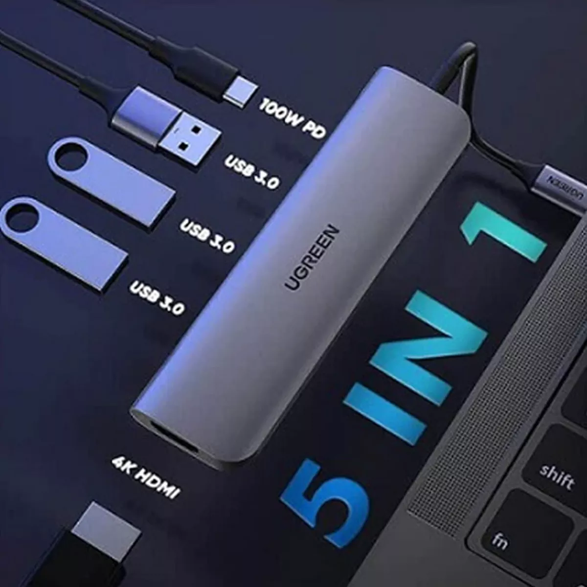 هاب 5 پورت USB-C یوگرین مدل Ugreen CM136-50209