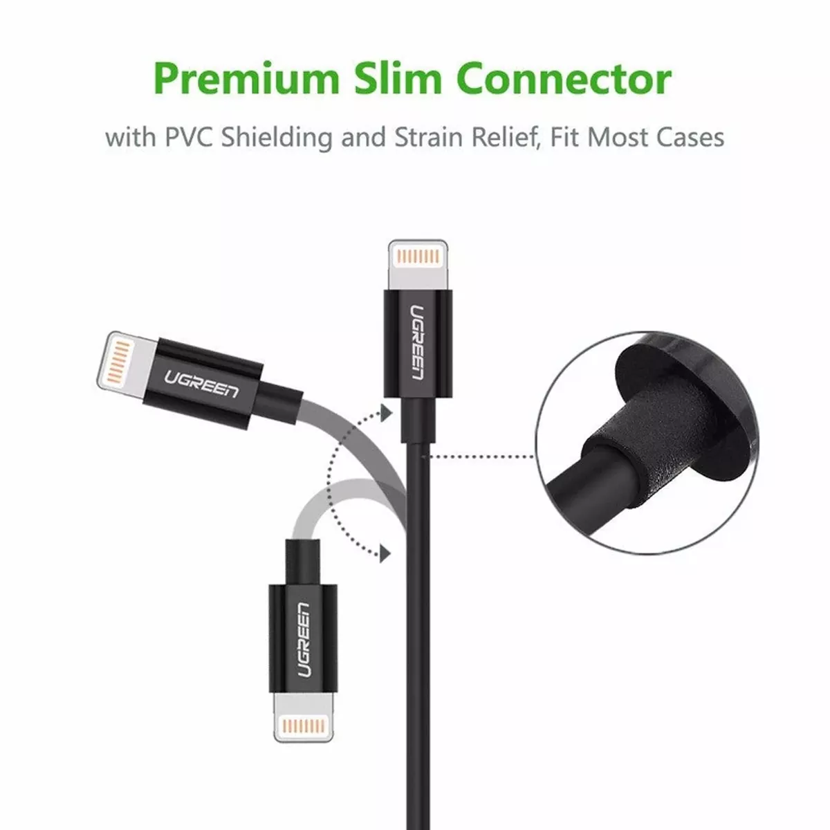 کابل شارژ و دیتا 2.4 آمپر Lightning به USB 2.0 یوگرین مدل Ugreen US155