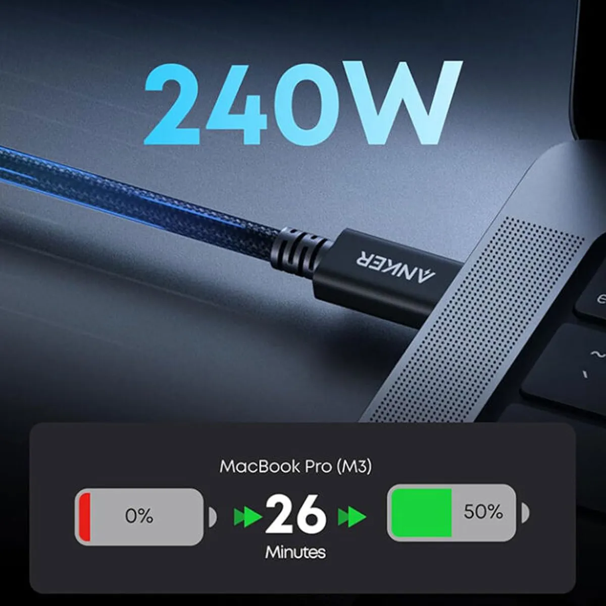کابل شارژ و انتقال تصویر 8K یک متری مدل Anker A84N