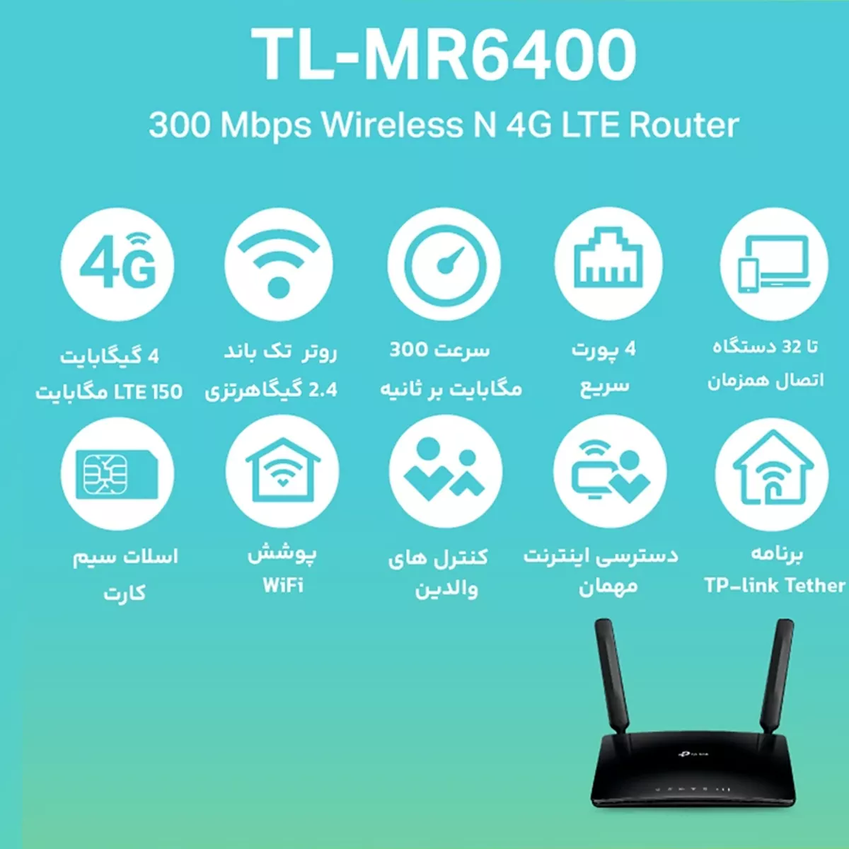 مودم استوک 4G تی پی لینک مدل TP-Link TL-MR6400