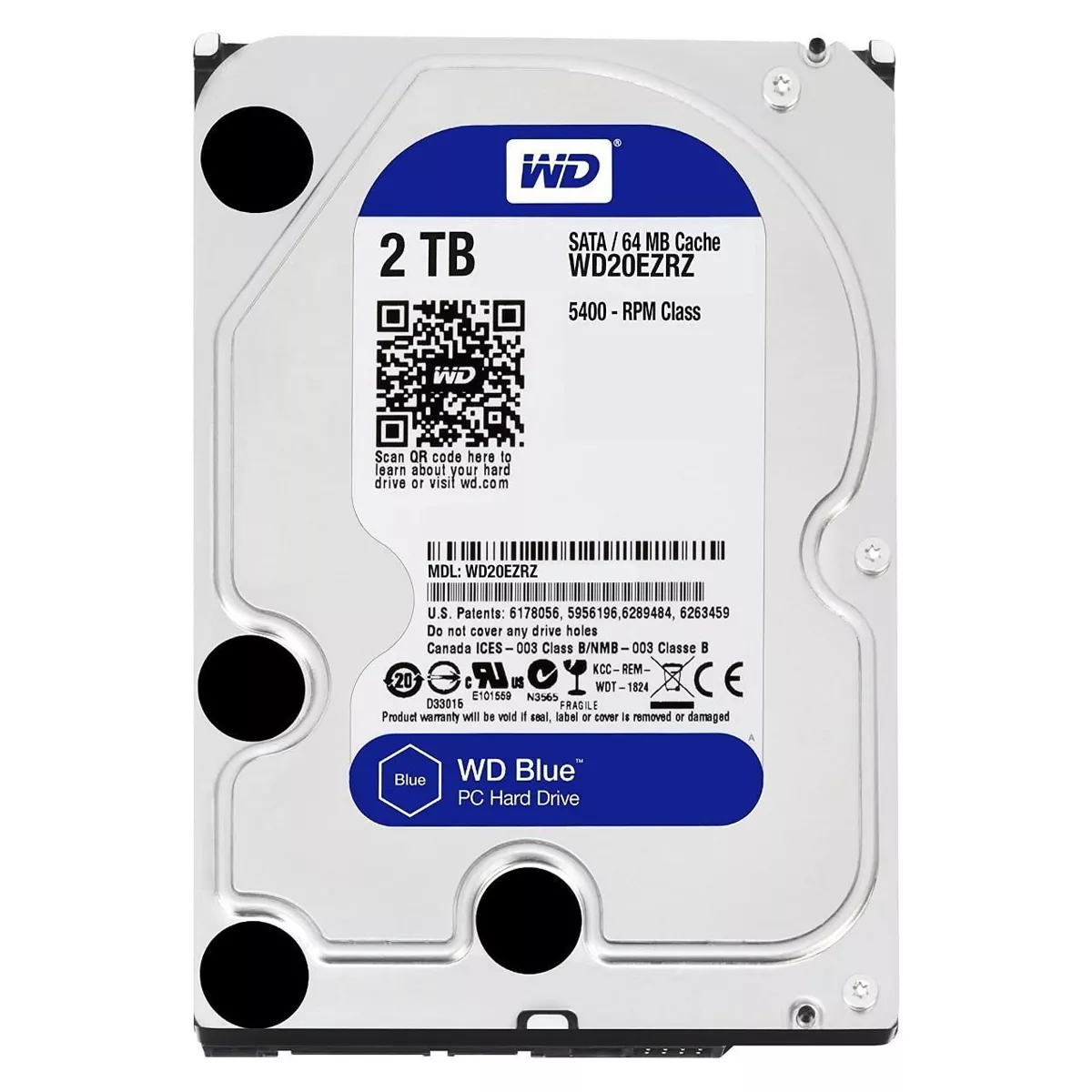هارددیسک اینترنال استوک وسترن دیجیتال مدل Western Digital Blue WD20EZRZ ظرفیت 2 ترابایت