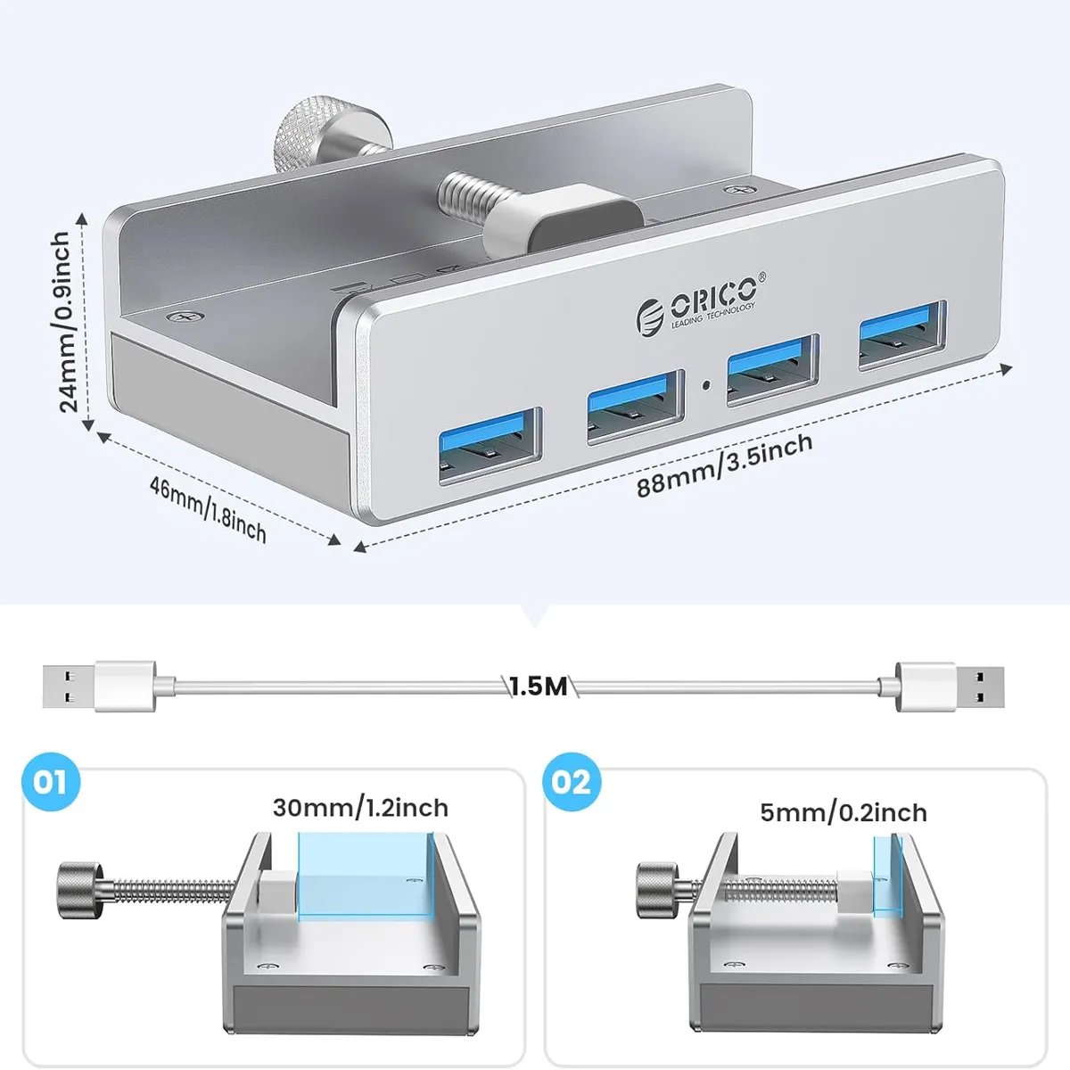 هاب ۴ پورت اکسترنال USB3.0 فلزی اوریکو مدل ORICO MH4PU-P