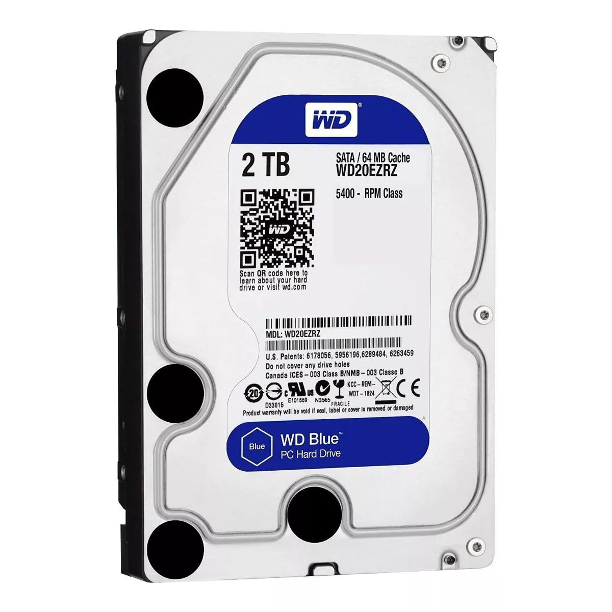 هارددیسک اینترنال استوک وسترن دیجیتال مدل Western Digital Blue WD20EZRZ ظرفیت 2 ترابایت