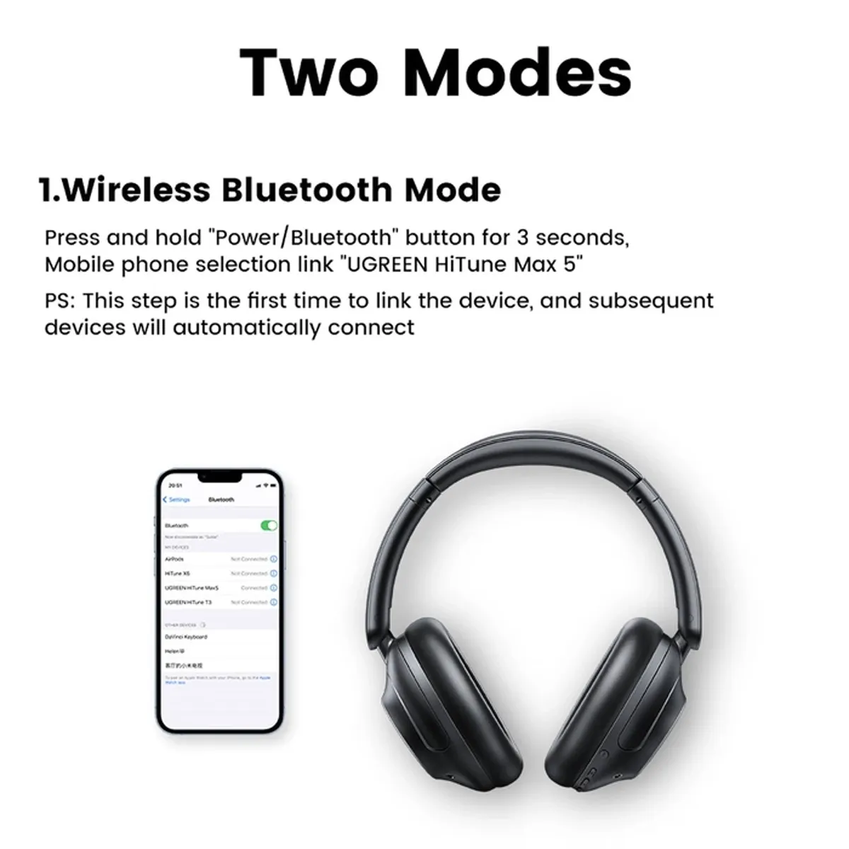هدفون بلوتوثی HiTune Max5 یوگرین مدل Ugreen HP202