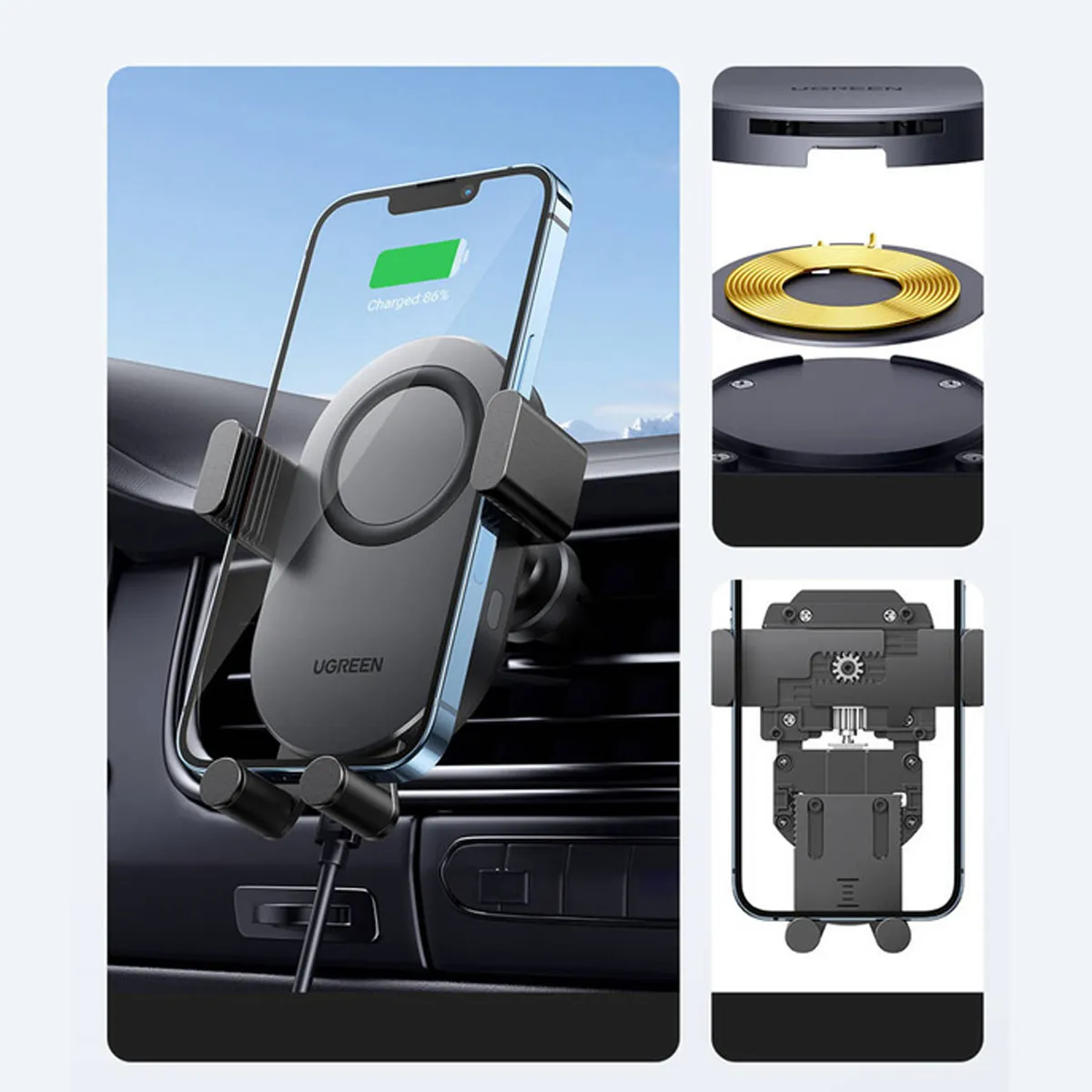 پایه نگهدارنده و شارژر بی سیم موبایل 15 وات یوگرین مدل Ugreen CD256