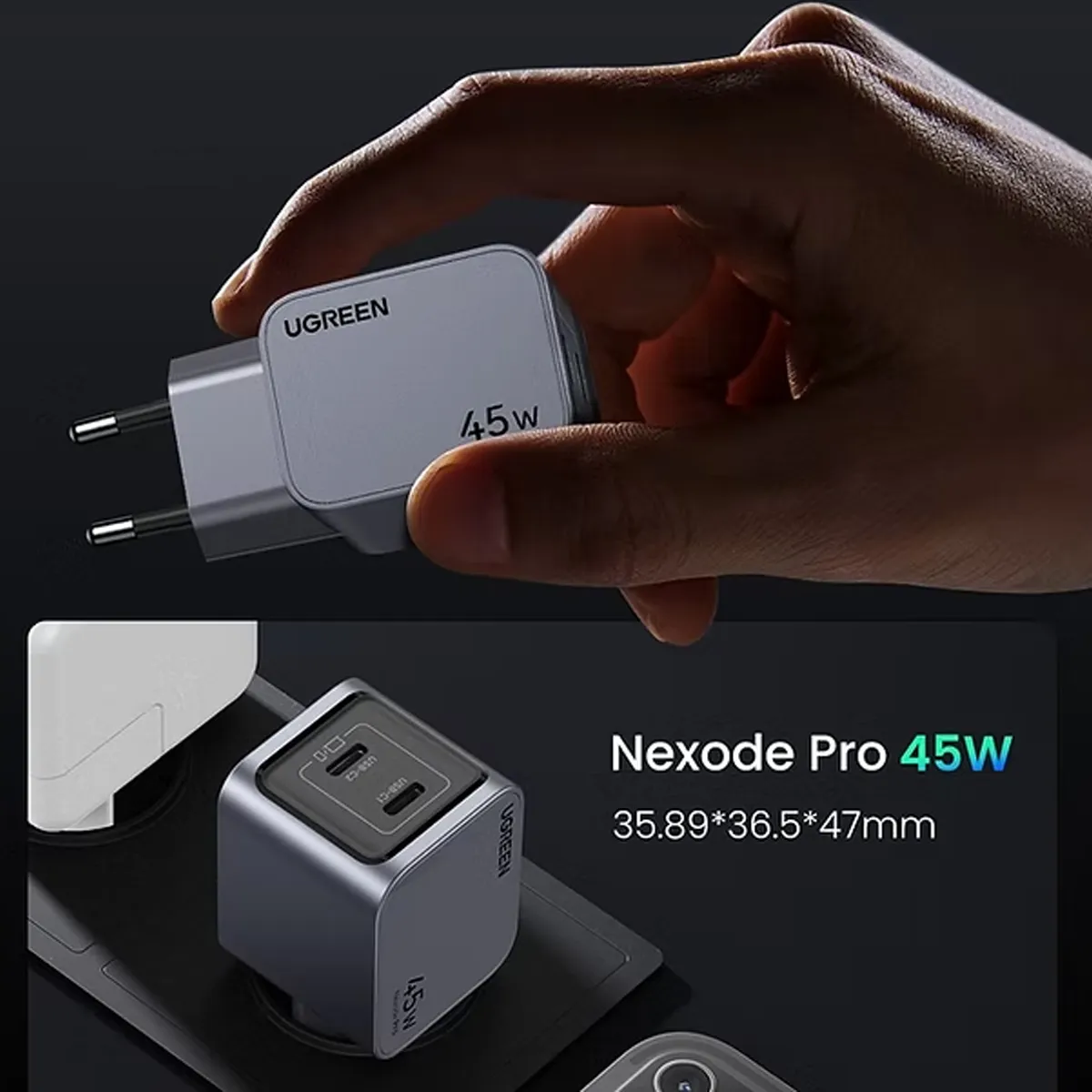 شارژر 45 وات دو پورت USB-C یوگرین مدل Ugreen X707
