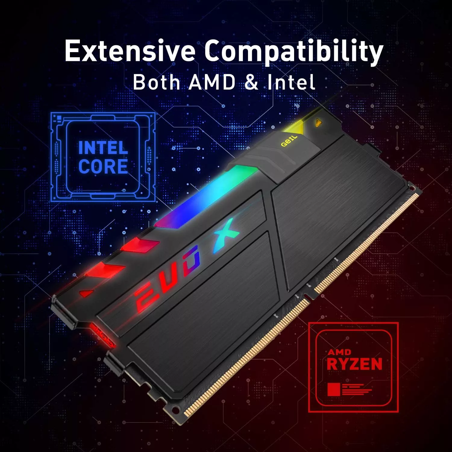 رم دسکتاپ استوک DDR4 دو کاناله 3200 مگاهرتز گیل مدل GEIL EVO X ظرفیت 16 گیگابایت