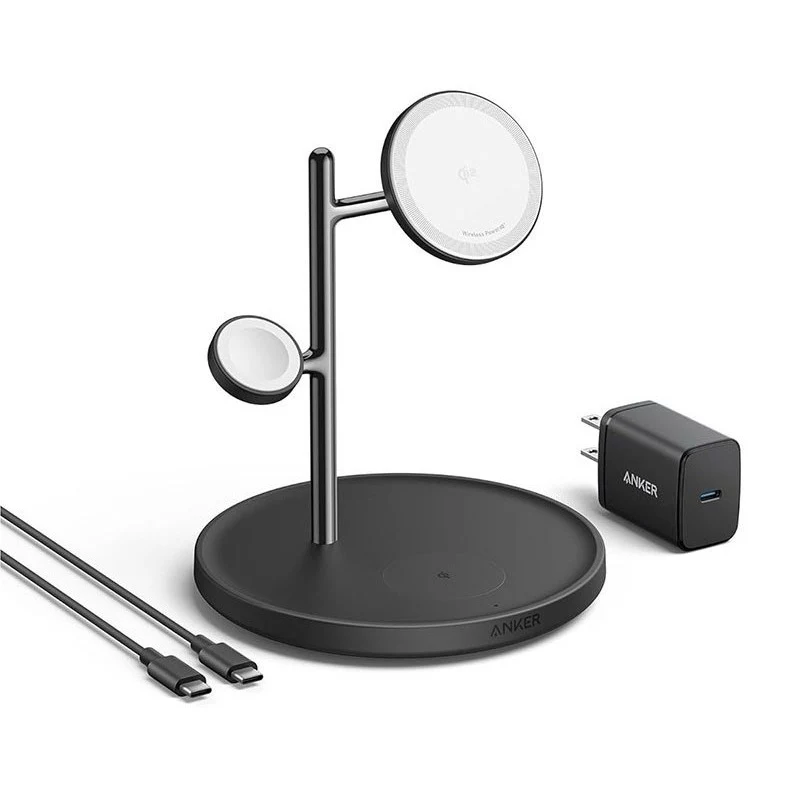 شارژر بی سیم موبایل  استوک 15 وات برند انکر مدل B25M3 به همراه کابل USB-C و آداپتور