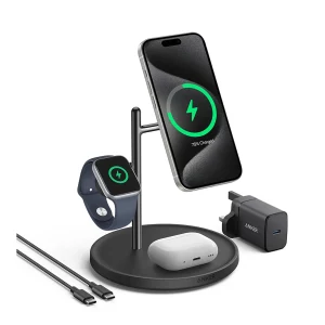 شارژر بی سیم موبایل  استوک 15 وات برند انکر مدل B25M3 به همراه کابل USB-C و آداپتور