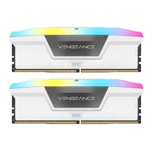 رم دسکتاپ استوک DDR5 دو کاناله 5600 مگاهرتز CL36 کورسیر مدل Vengance RGB White ظرفیت 32 گیگابایت