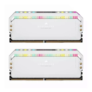 رم دسکتاپ استوک DDR5 دو کاناله 5200 مگاهرتز CL40 کورسیر مدل Dominator RGB White ظرفیت 32 گیگابایت