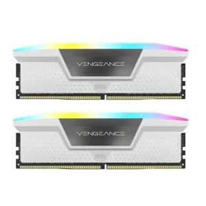 رم دسکتاپ استوک DDR5 دو کاناله 5200 مگاهرتز CL40 کورسیر مدل Vengance RGB White ظرفیت 32 گیگابایت