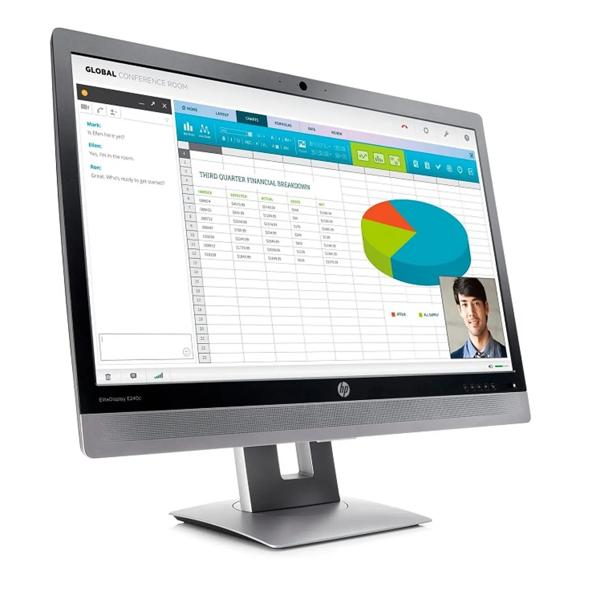 مانیتور استوک وبکم دار و اسپیکردار 24 اینچی اچ پی مدل HP EliteDisplay E240c